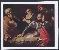 Valentin de Boulogne - sec. XVII - Negazione di san Pietro e giocatori di carte