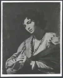 Valentin de Boulogne - sec. XVII - Giovane coronato di alloro con flauto