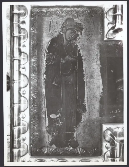Maestro di Santa Chiara - sec. XIII - Cristo crocifisso; Madonna; San Giovanni Evangelista