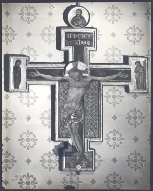Maestro di Santa Chiara - sec. XIII - Cristo crocifisso; Madonna; San Giovanni Evangelista; Cristo Redentore benedicente