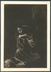 Merisi Michelangelo (Caravaggio) (copia da); Longhi Roberto - sec. XX - San Francesco d'Assisi in meditazione