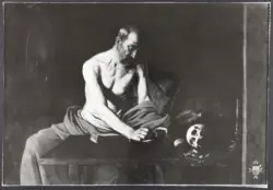 Merisi Michelangelo (Caravaggio) - sec. XVII - San Girolamo traduce la Bibbia
